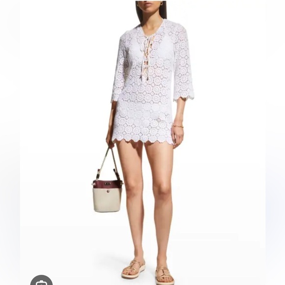 Miguelina Serena Black Crocheted Lace Coverup Dress | M - Picture 2 of 6